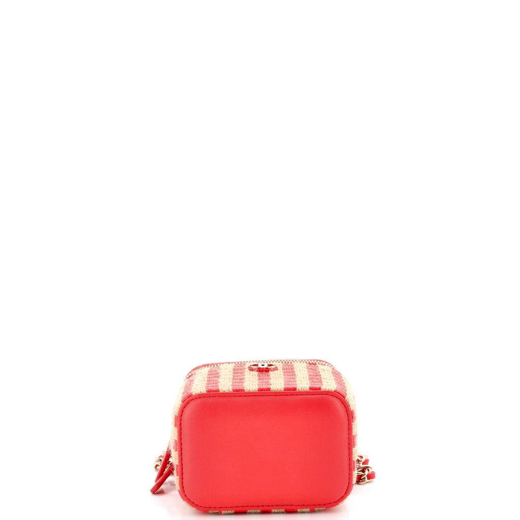 Classic Vanity Case with Chain Striped Raffia and Jute Mini