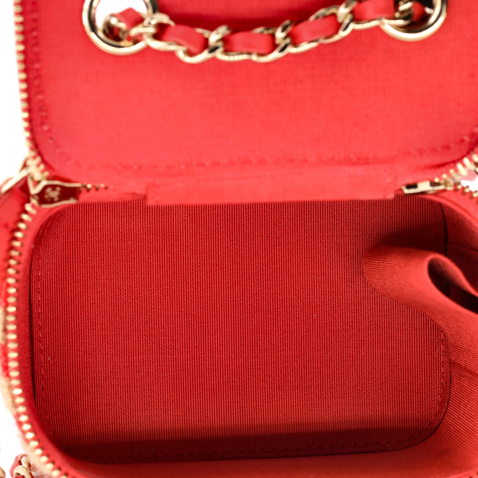 Classic Vanity Case with Chain Striped Raffia and Jute Mini