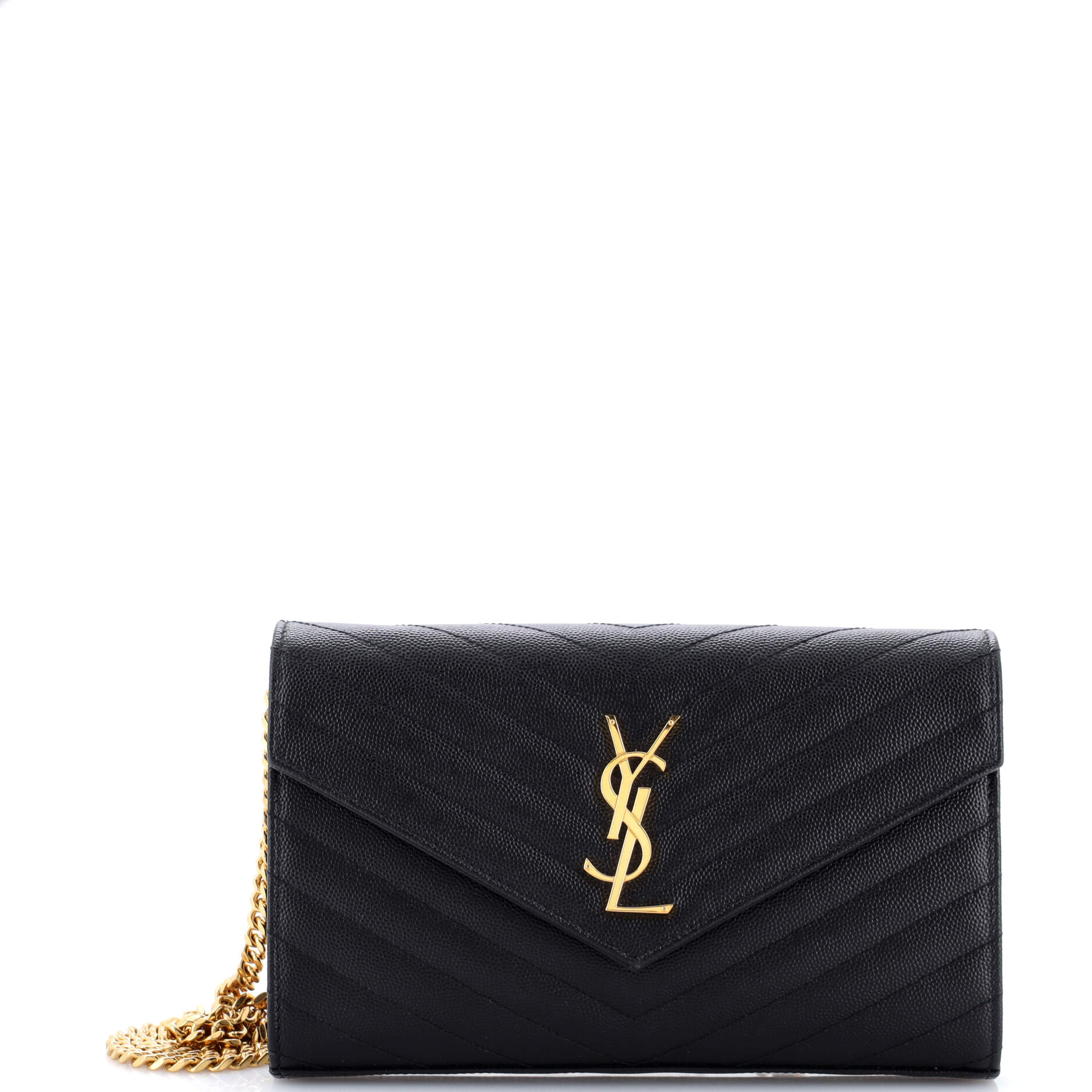 Classic Monogram Wallet on Chain Matelasse Chevron Leather Medium