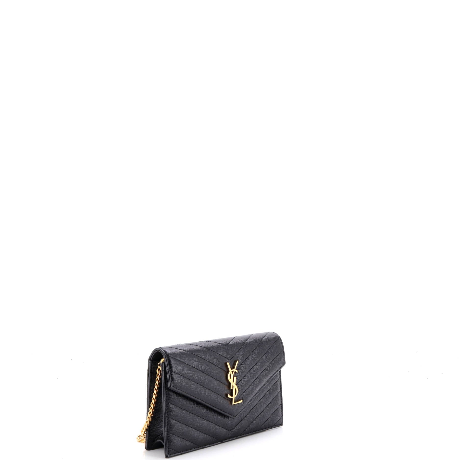 Classic Monogram Wallet on Chain Matelasse Chevron Leather Small