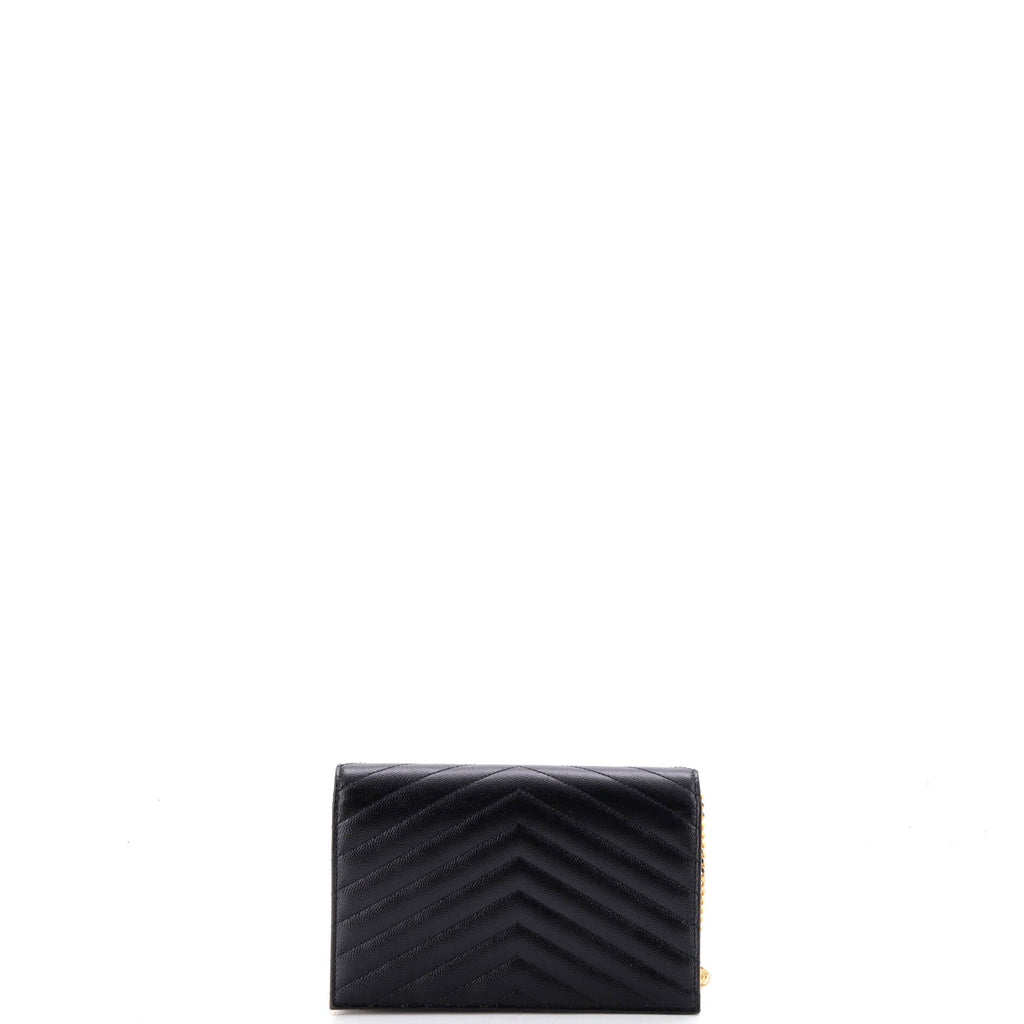 Classic Monogram Wallet on Chain Matelasse Chevron Leather Small