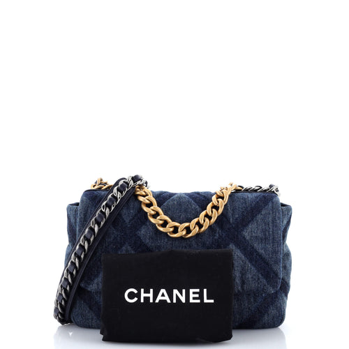 19 Flap Bag Quilted Denim Medium