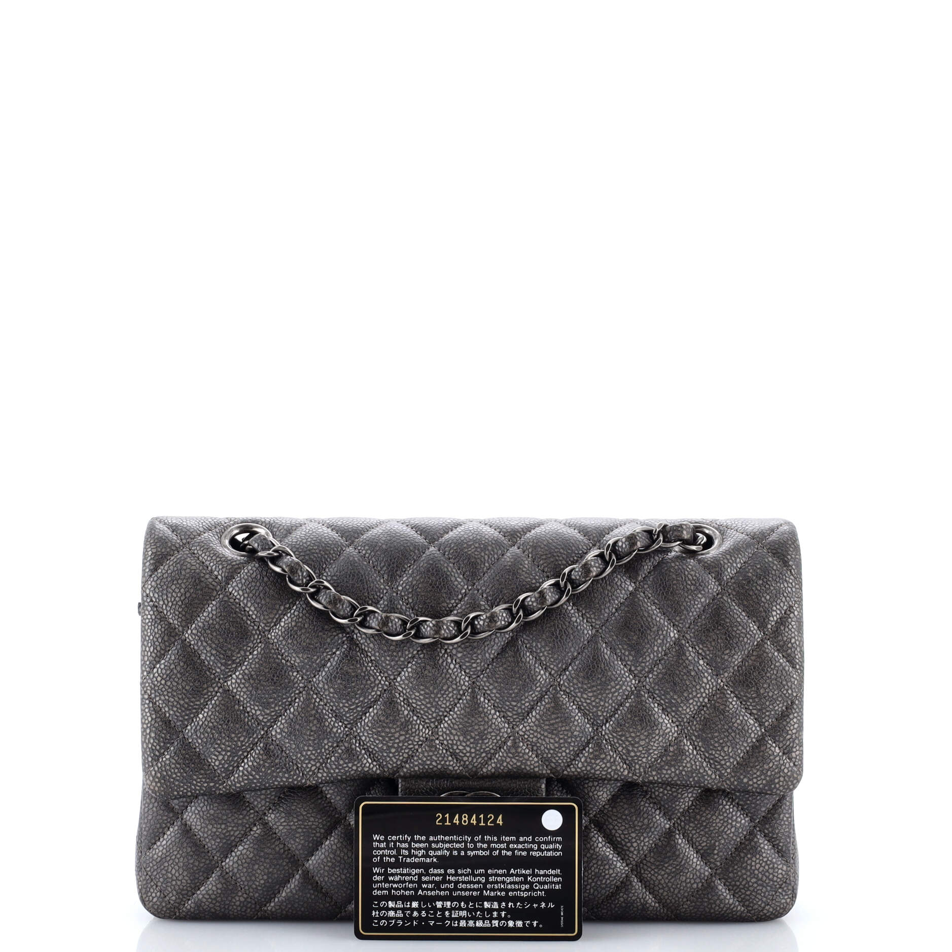 Classic Double Flap Bag Quilted Metallic Caviar Medium