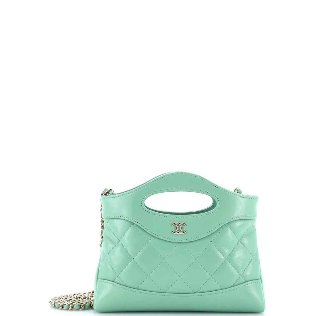 31 Shopping Bag Clutch with Chain Quilted Lambskin Small