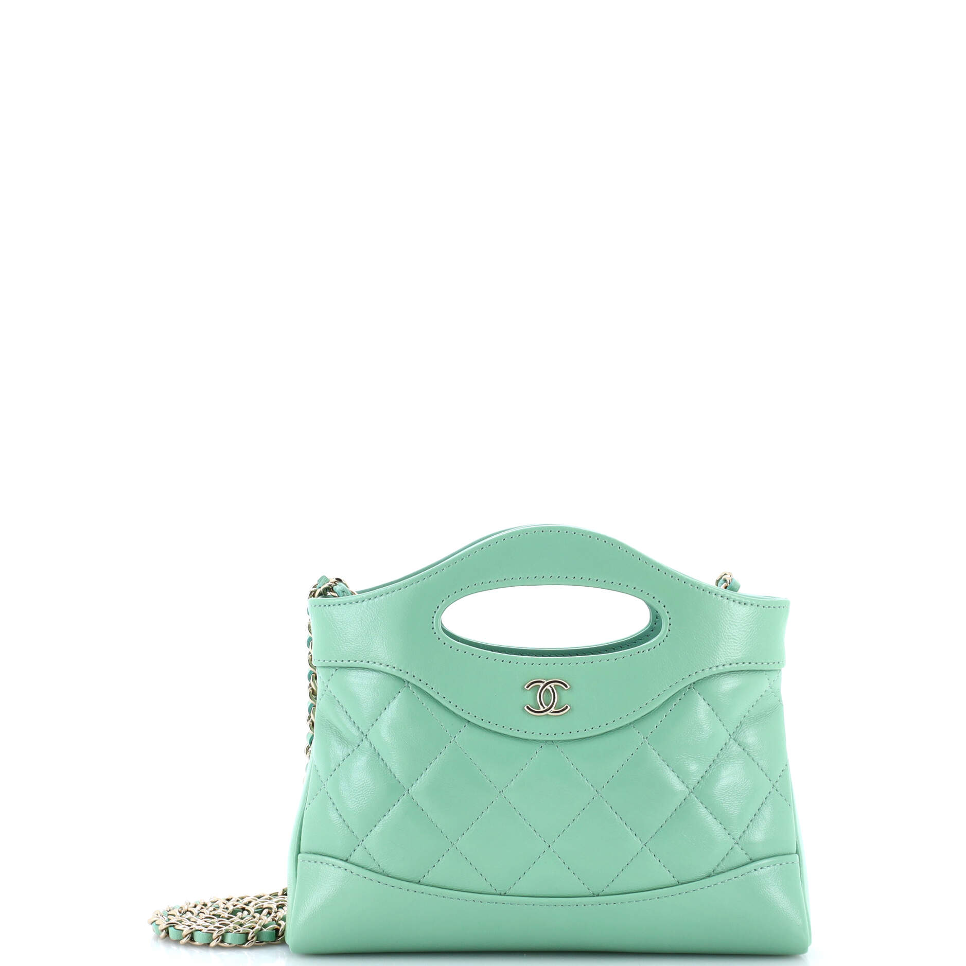 31 Shopping Bag Clutch with Chain Quilted Lambskin Small