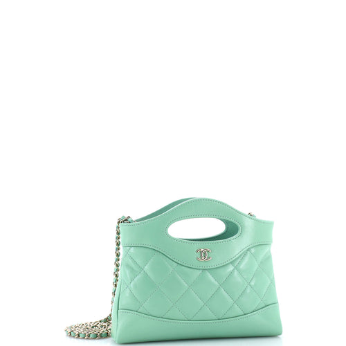 31 Shopping Bag Clutch with Chain Quilted Lambskin Small