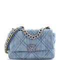 19 Flap Bag Quilted Denim Medium
