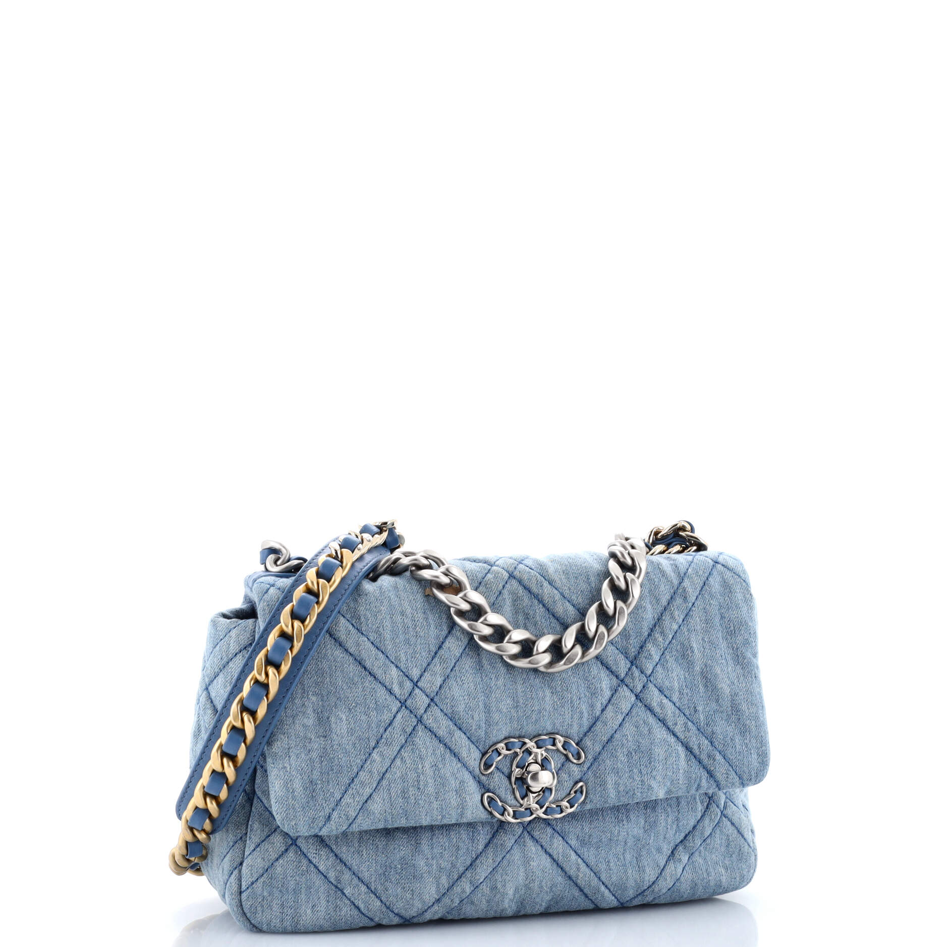 19 Flap Bag Quilted Denim Medium