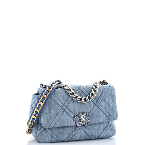 19 Flap Bag Quilted Denim Medium