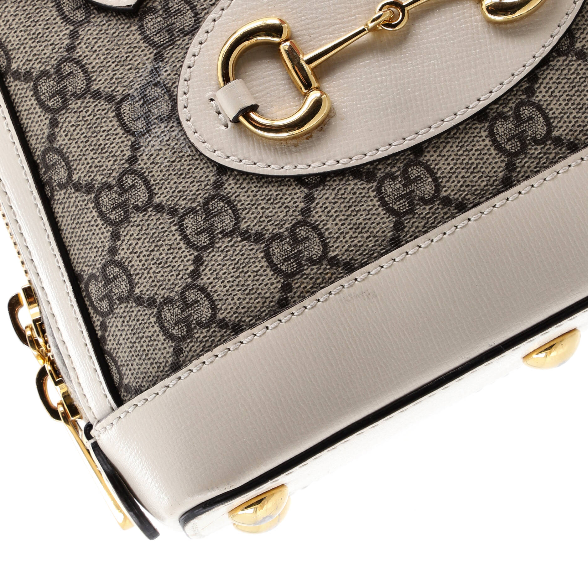 Horsebit 1955 Top Handle Bag GG Coated Canvas with Leather Mini