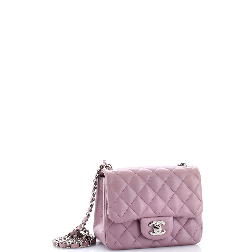 Square Classic Single Flap Bag Quilted Lambskin Mini