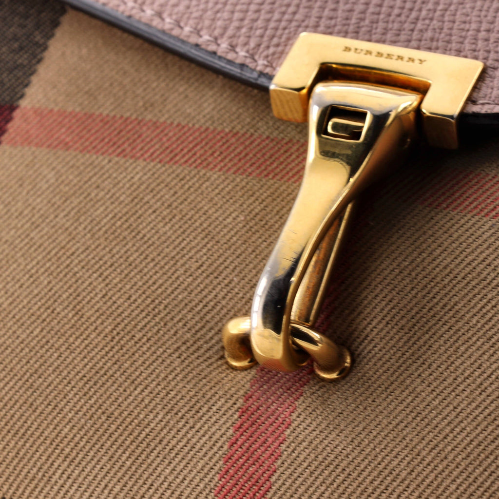Macken Crossbody Bag Leather and House Check Canvas Small