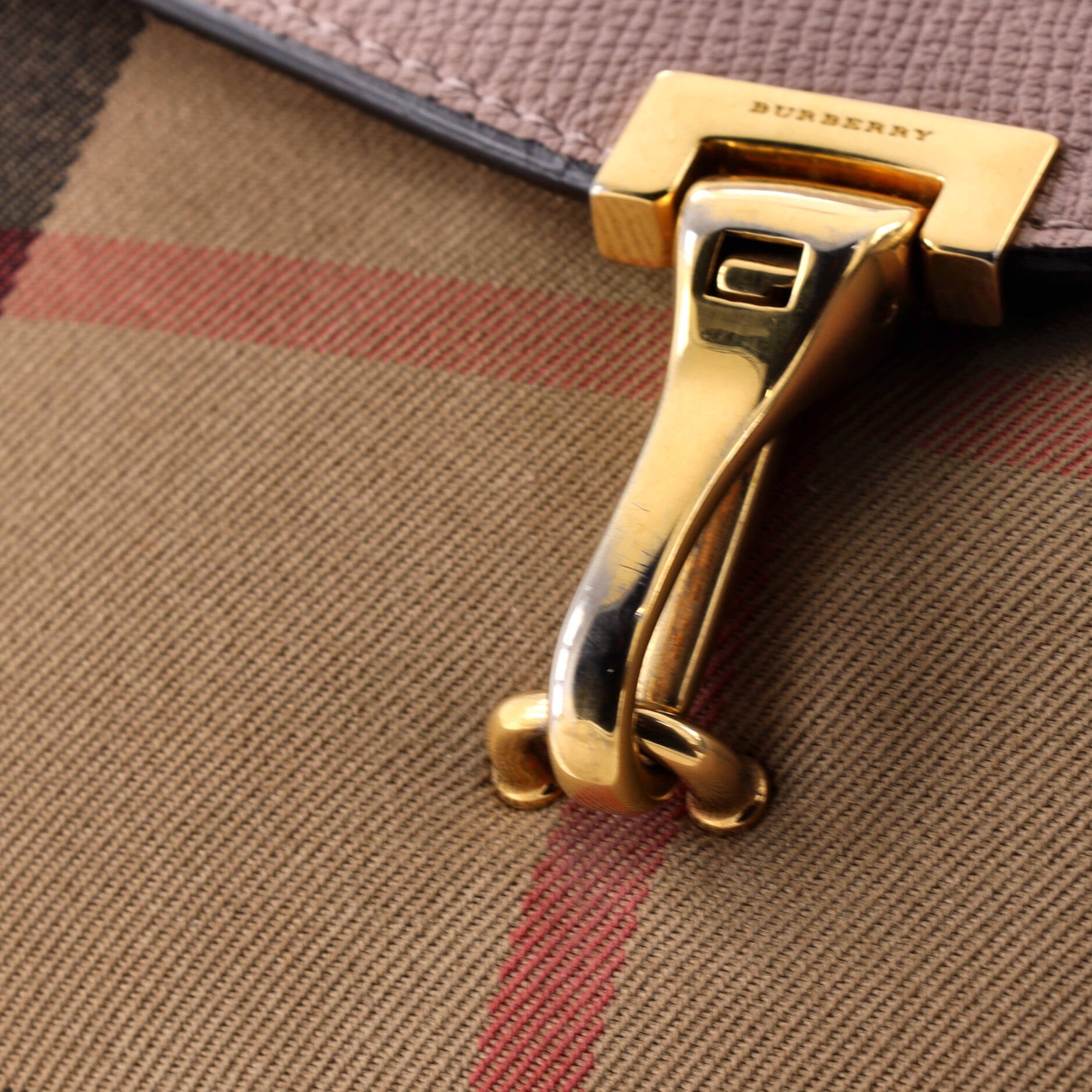 Macken Crossbody Bag Leather and House Check Canvas Small