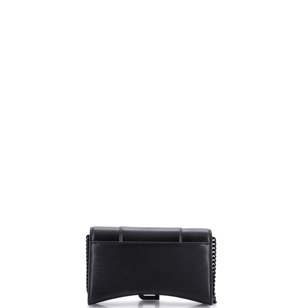 Hourglass Chain Wallet Leather with Crystal Detail