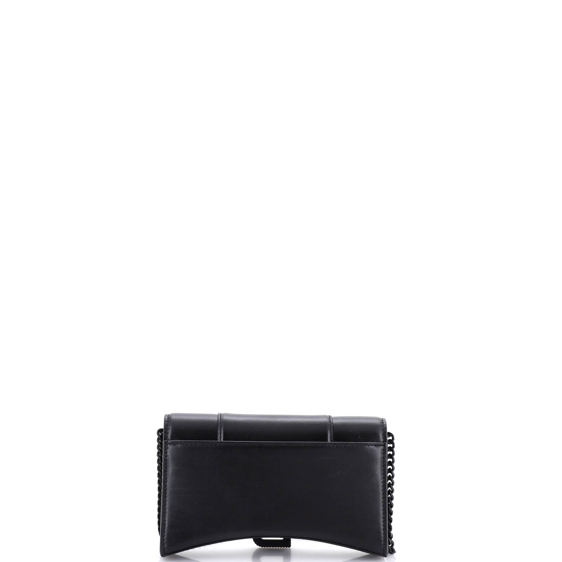 Hourglass Chain Wallet Leather with Crystal Detail
