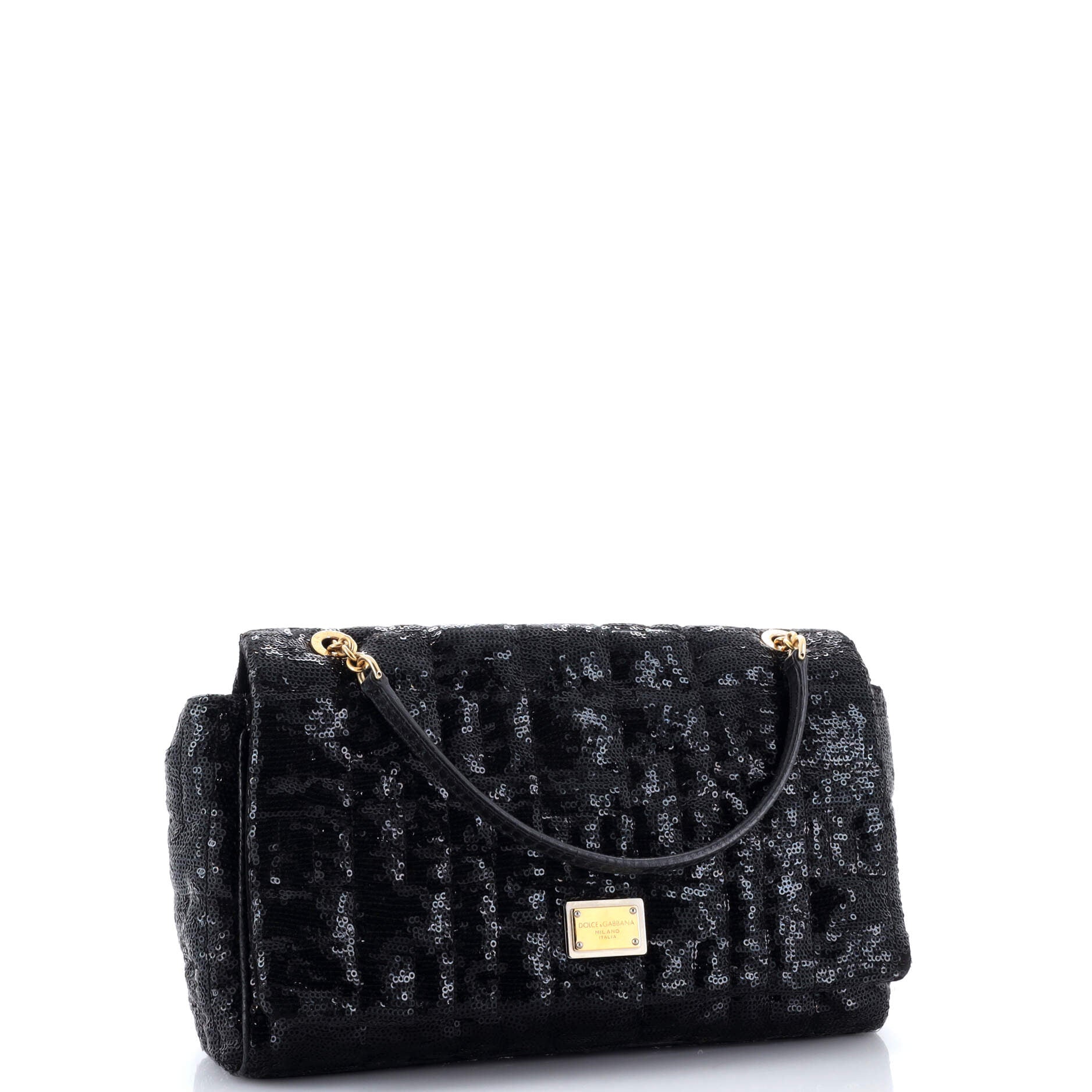 Miss Charles Flap Bag Quilted Sequins and Python Medium