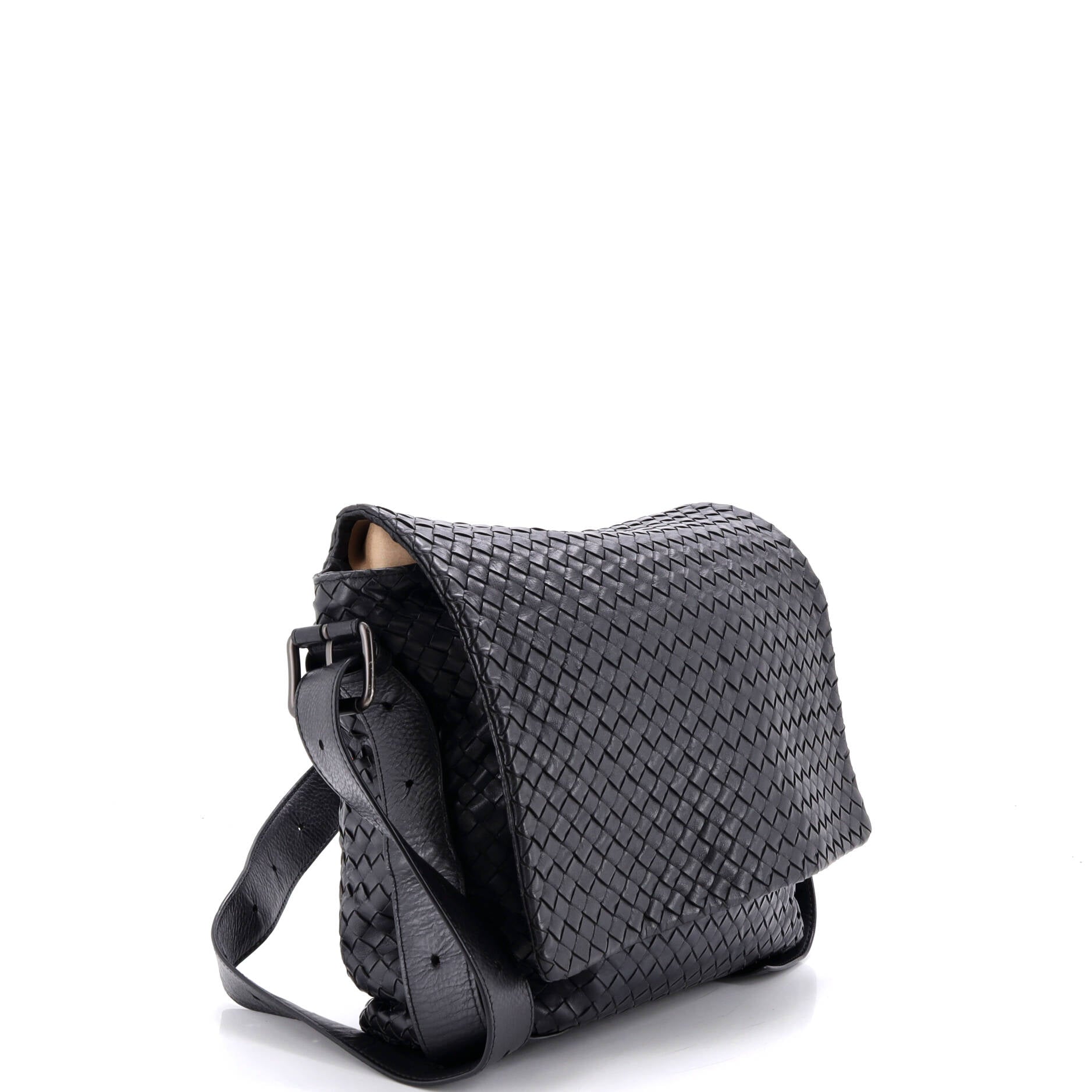 Square Flap Messenger Bag Intrecciato Nappa Medium