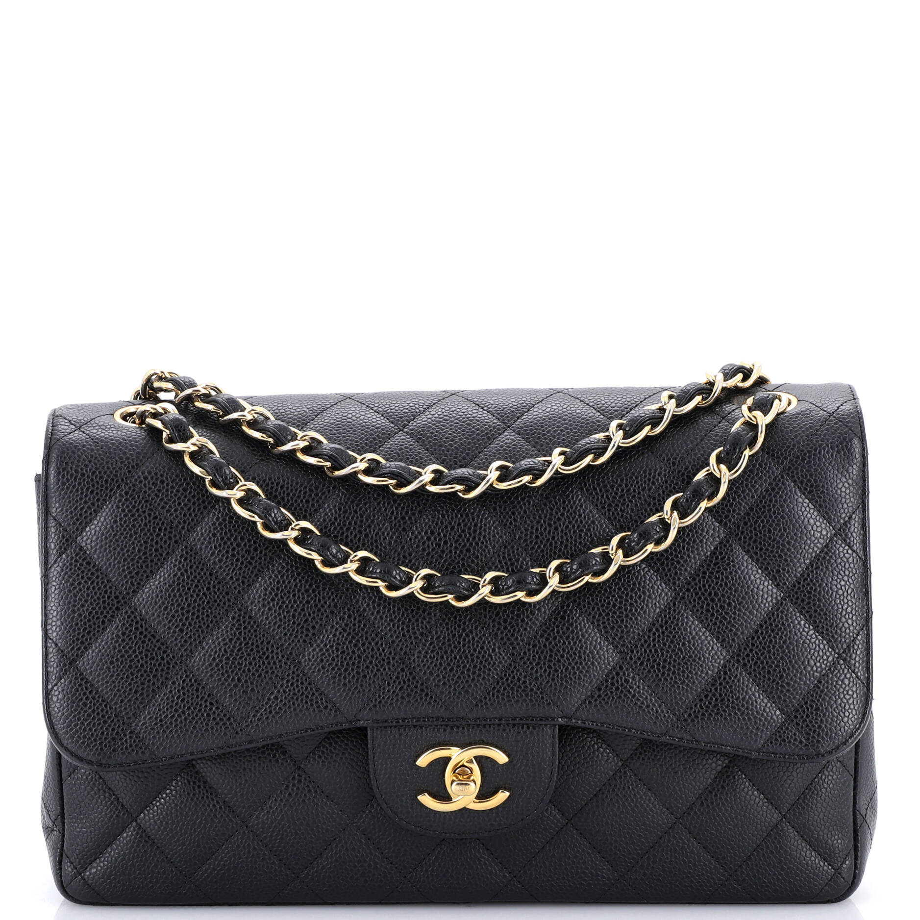 Vintage Classic Double Flap Bag Quilted Caviar Jumbo