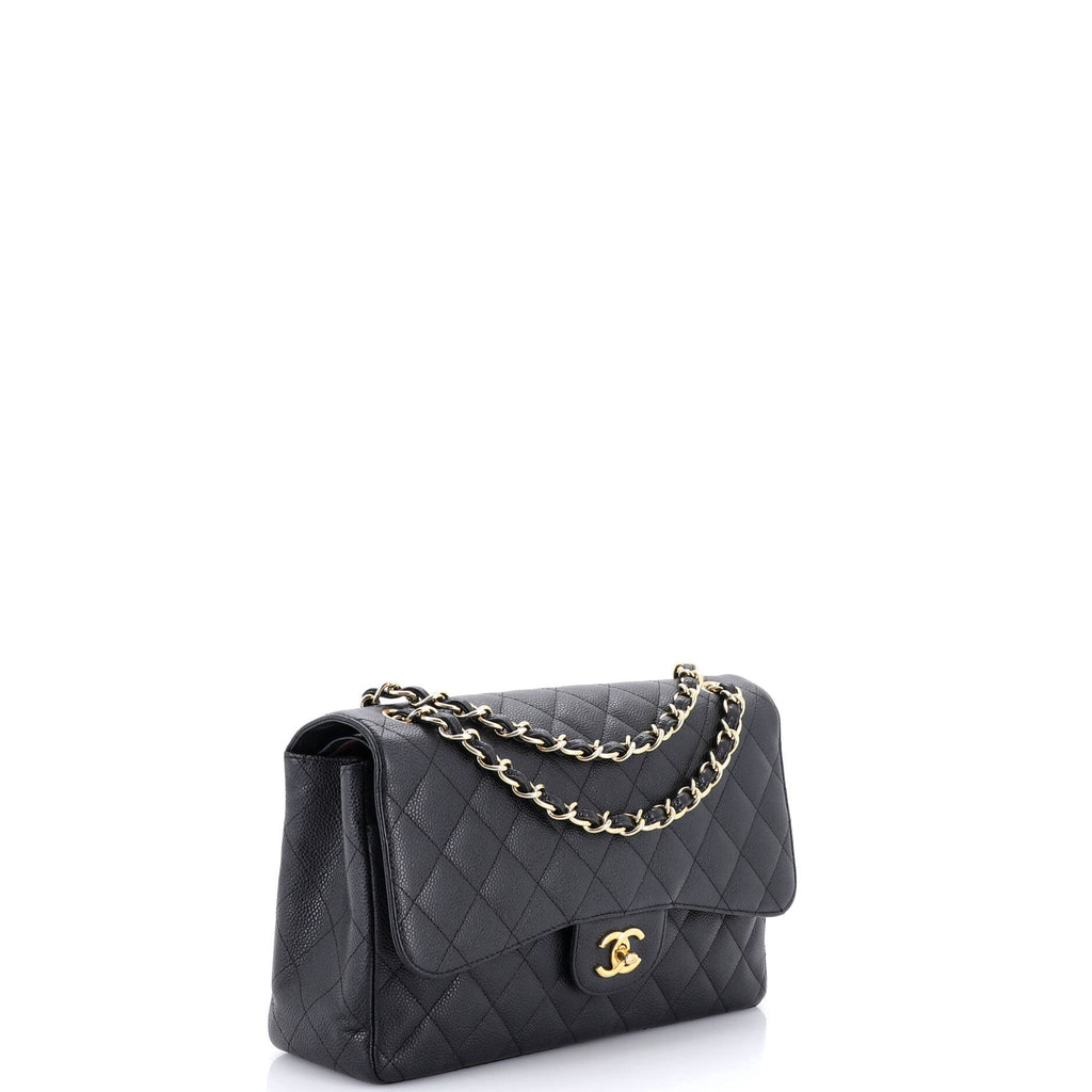 Vintage Classic Double Flap Bag Quilted Caviar Jumbo