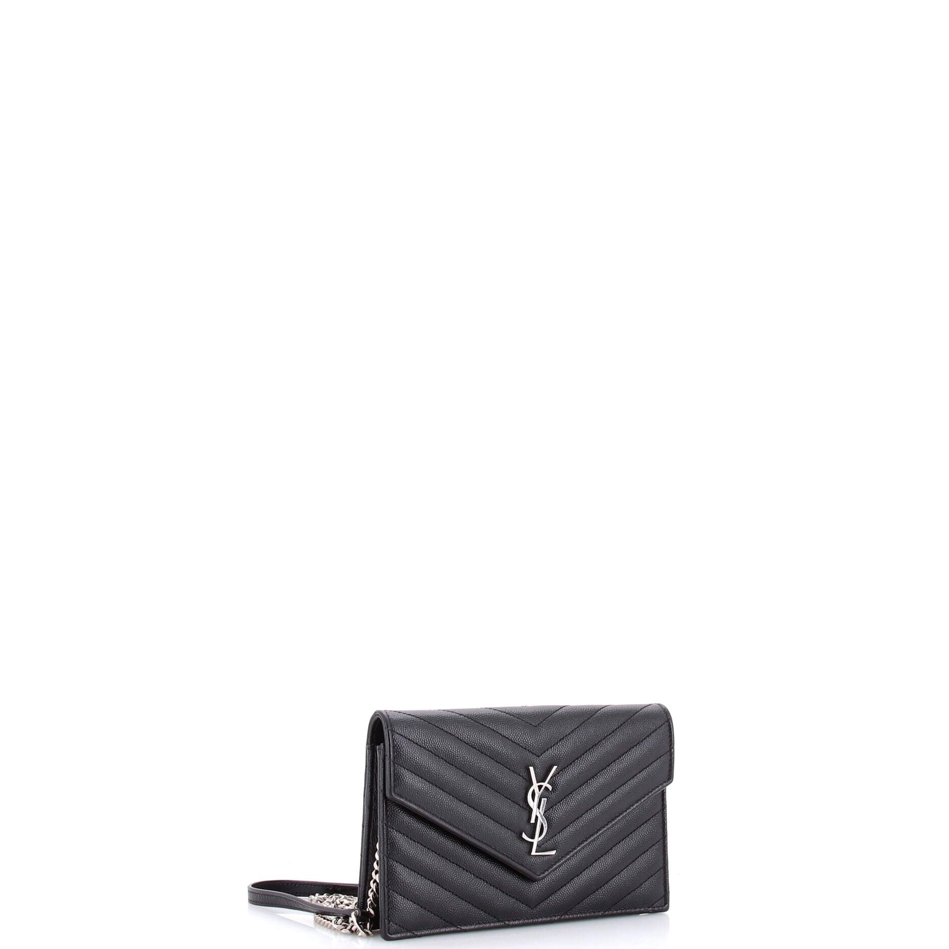 Classic Monogram Wallet on Chain Matelasse Chevron Leather Small