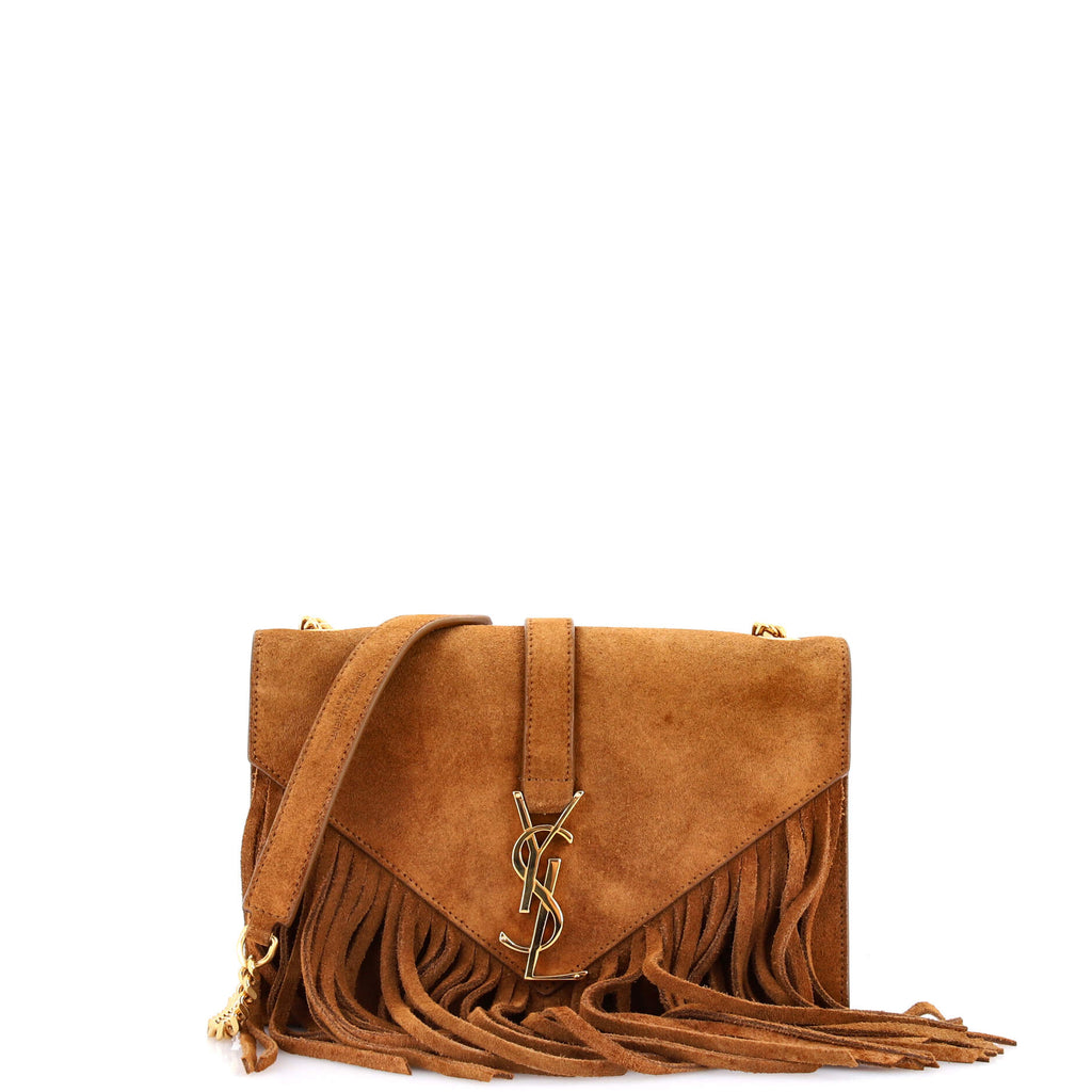 Classic Monogram Fringe Crossbody Bag Suede Small