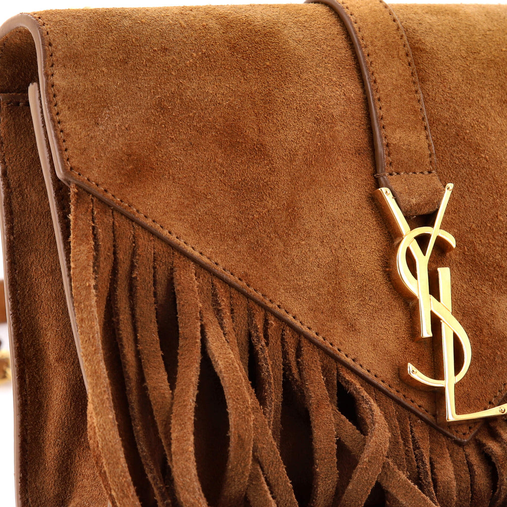 Classic Monogram Fringe Crossbody Bag Suede Small