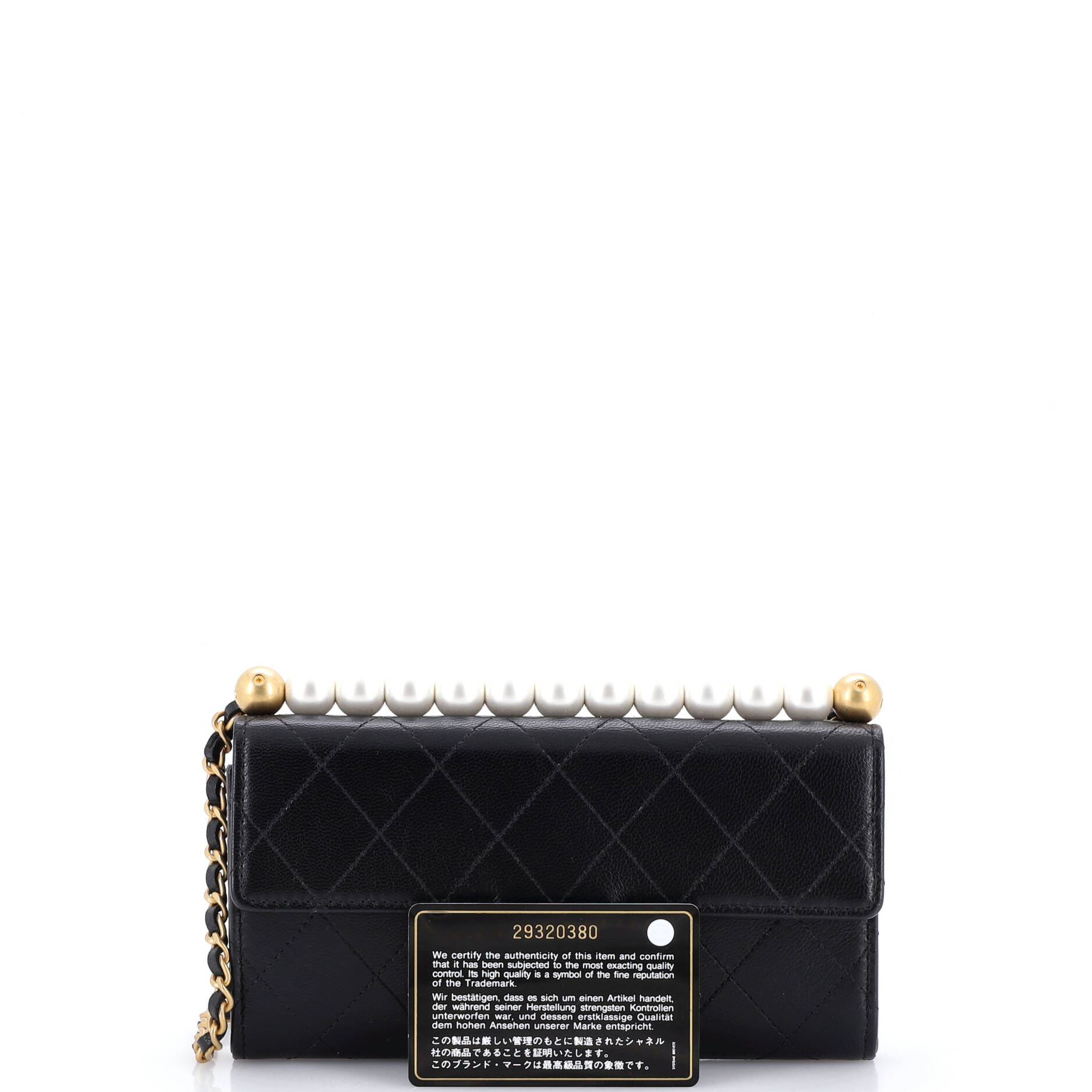 Chic Pearls Clutch with Chain Quilted Goatskin