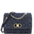 Gancini Galore Chain Flap Bag Quilted Denim Medium