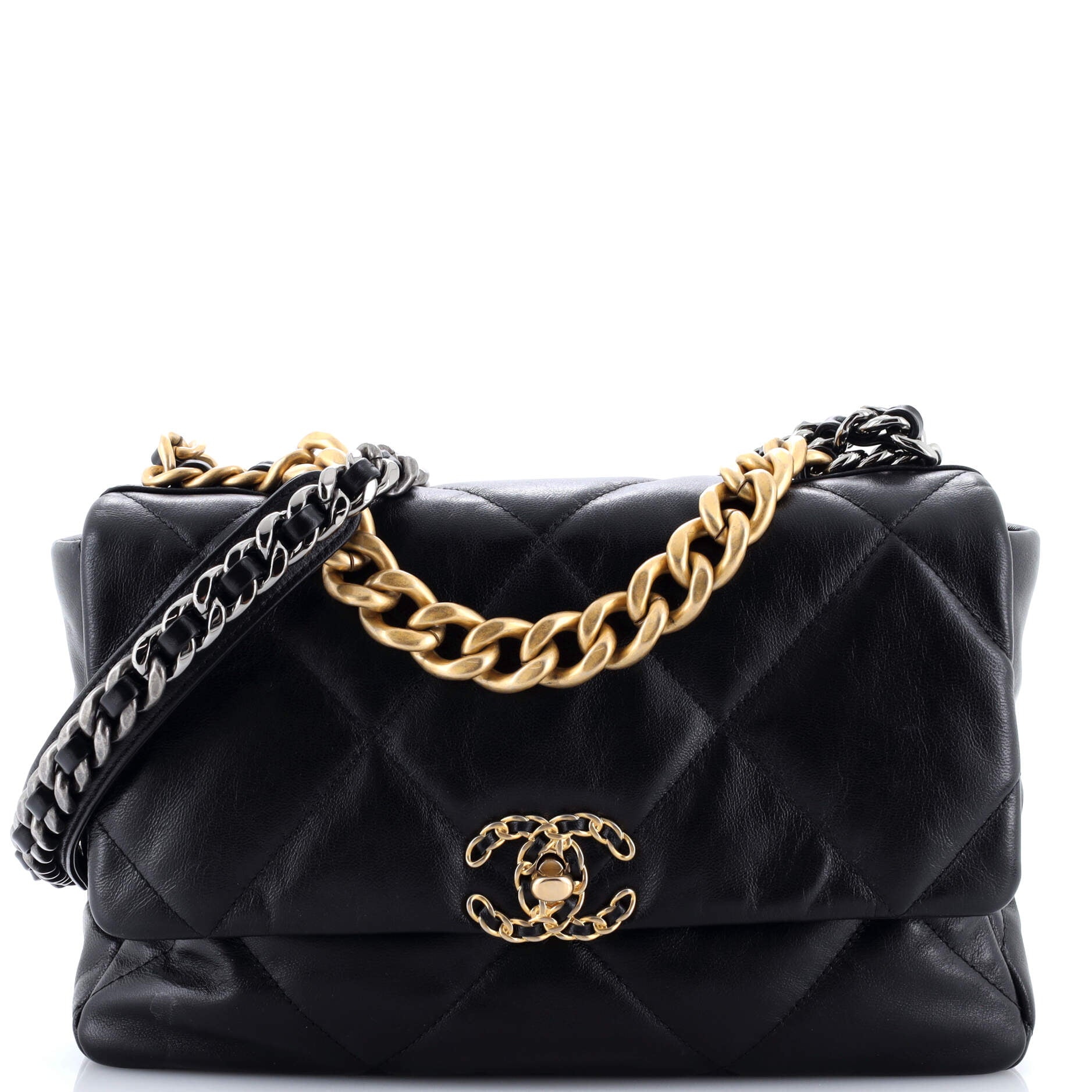 19 Flap Bag Quilted Leather Large
