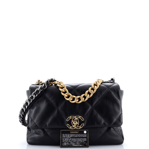19 Flap Bag Quilted Leather Large