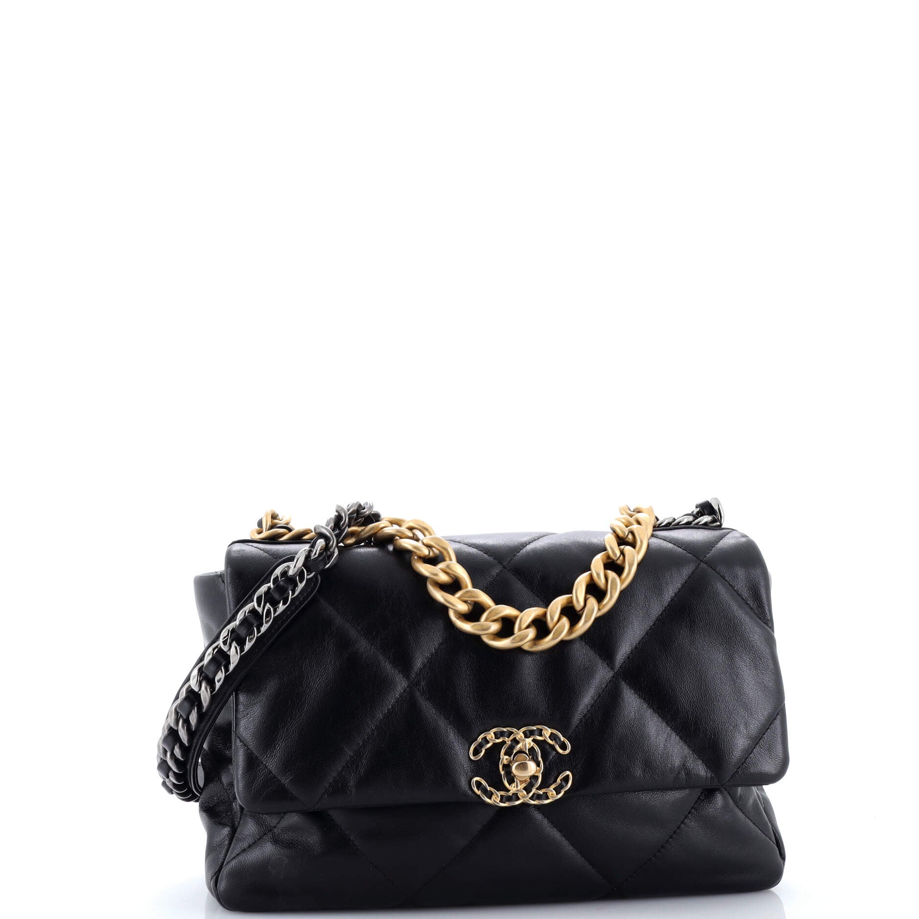 19 Flap Bag Quilted Leather Large