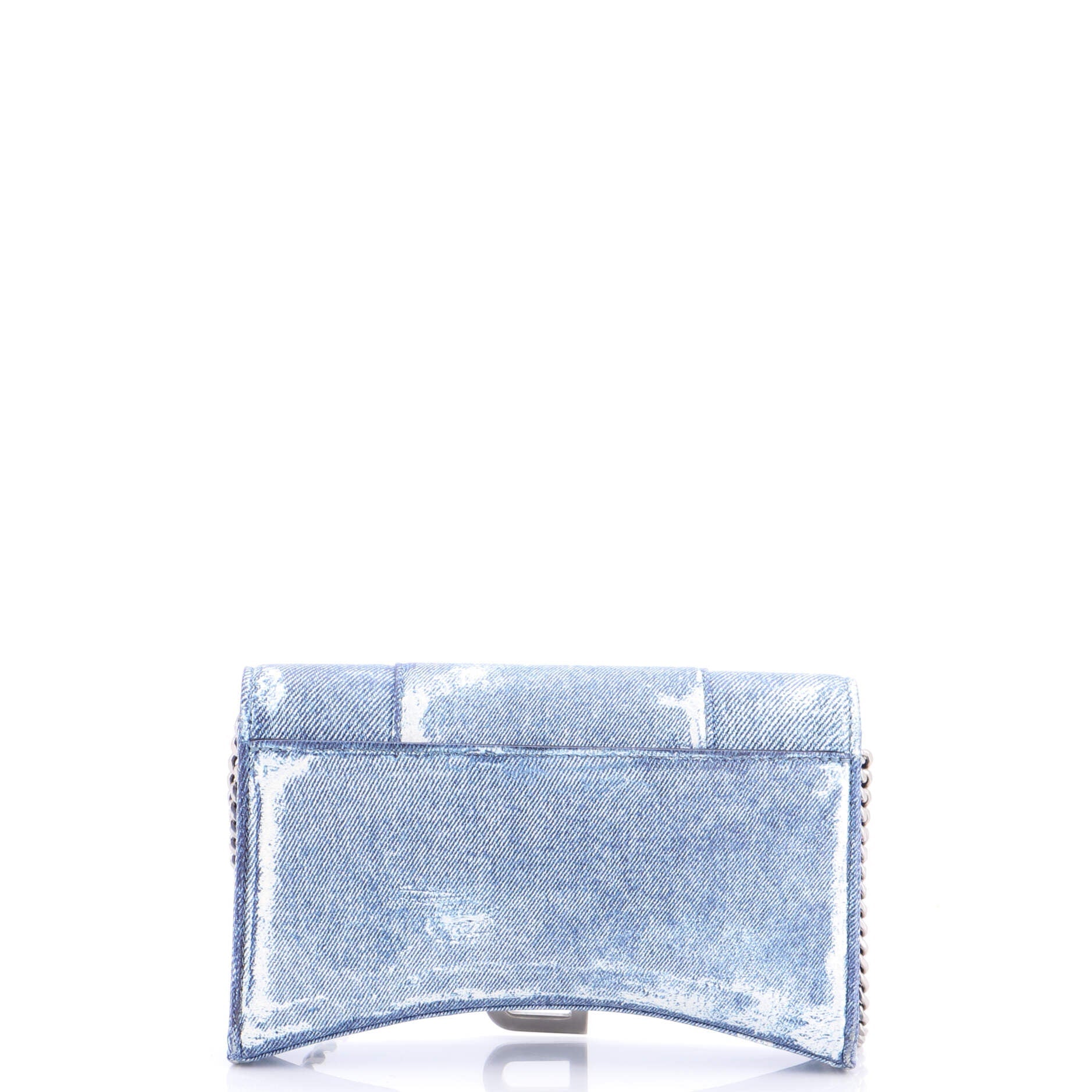 Hourglass Chain Wallet Denim Printed Leather