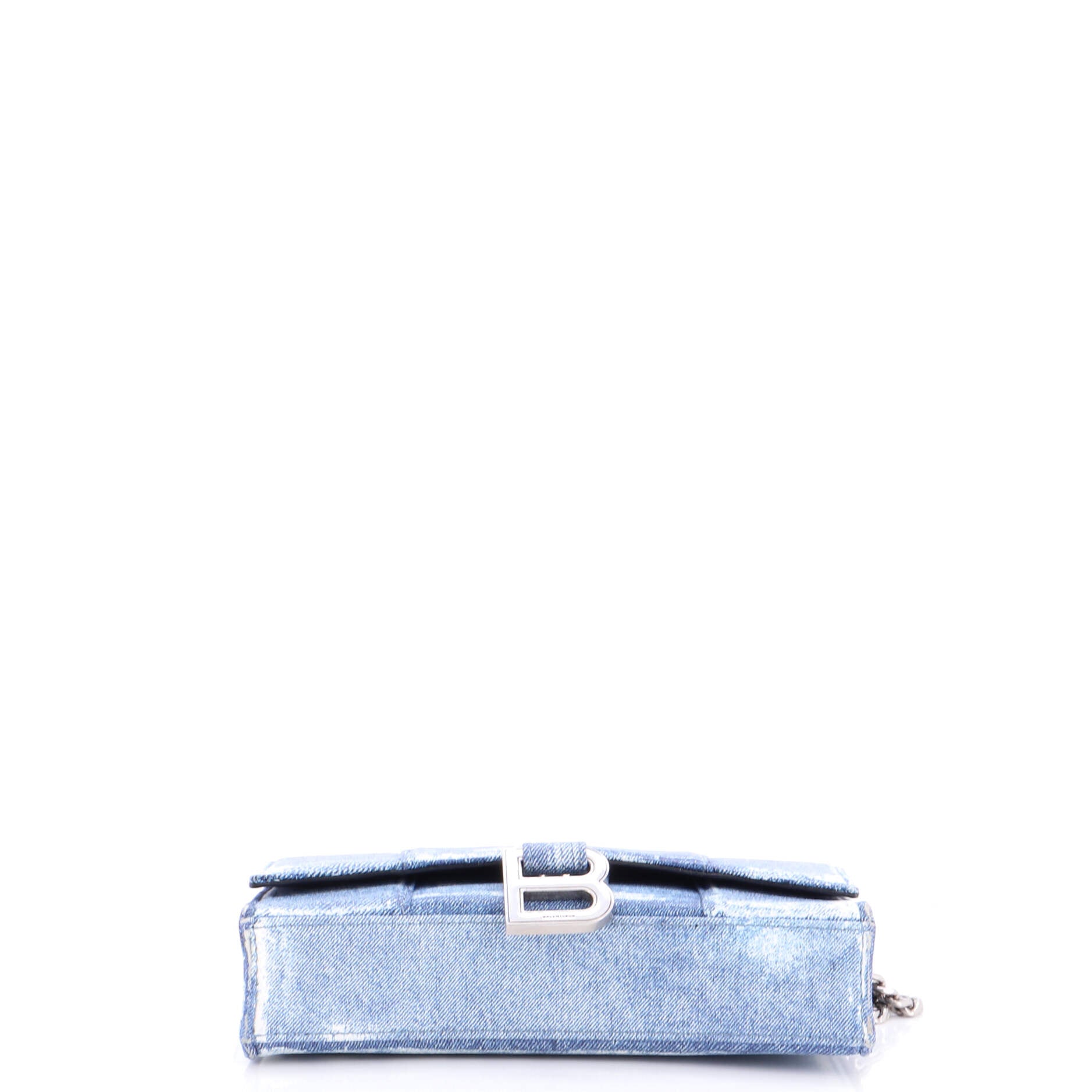 Hourglass Chain Wallet Denim Printed Leather