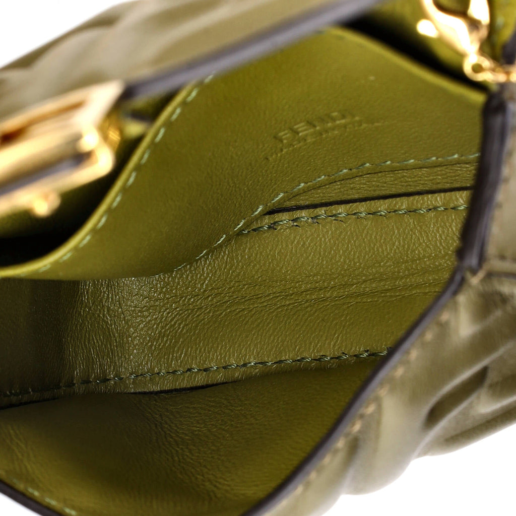 Chain Baguette Charm Bag Zucca Embossed Leather Nano