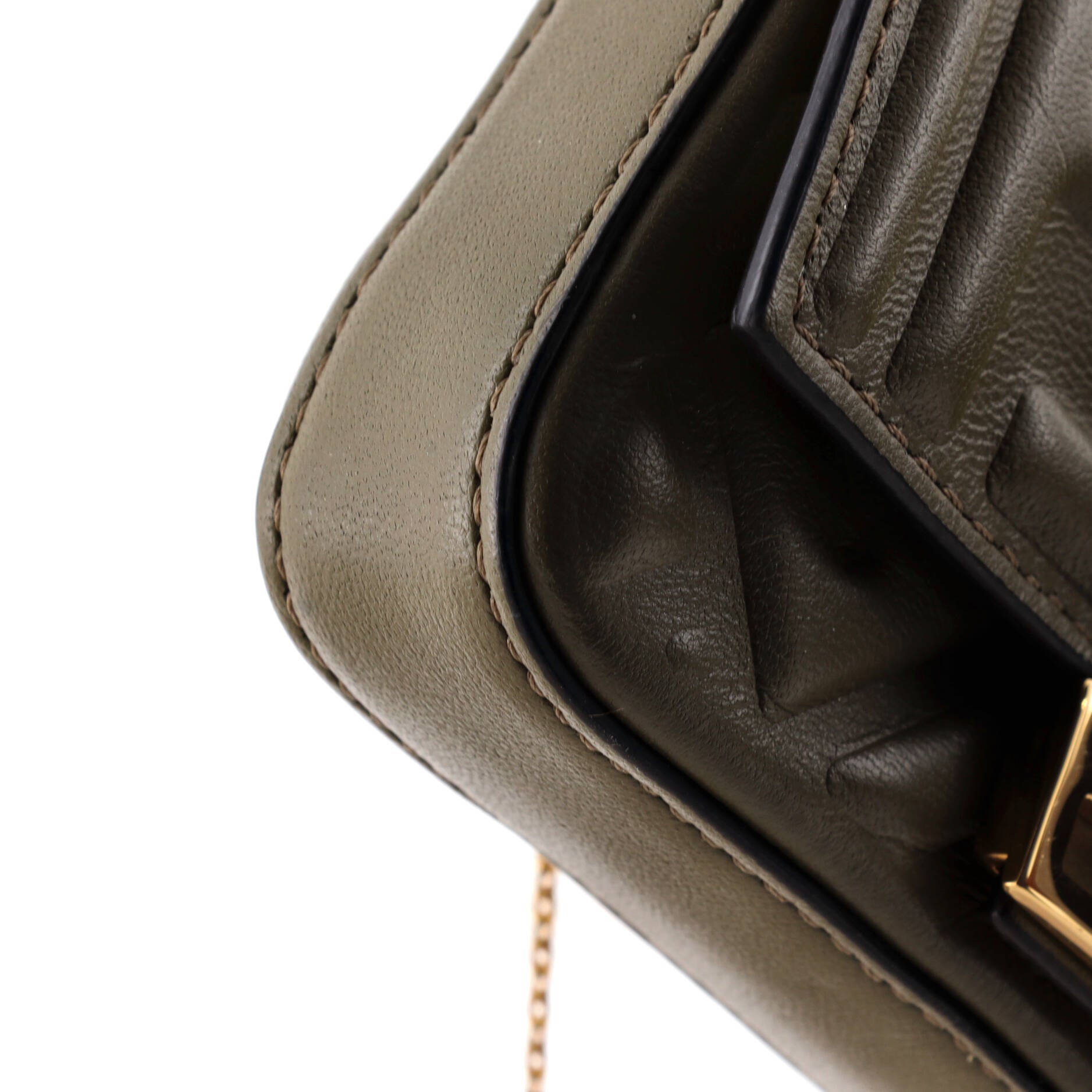 Chain Baguette Charm Bag Zucca Embossed Leather Nano