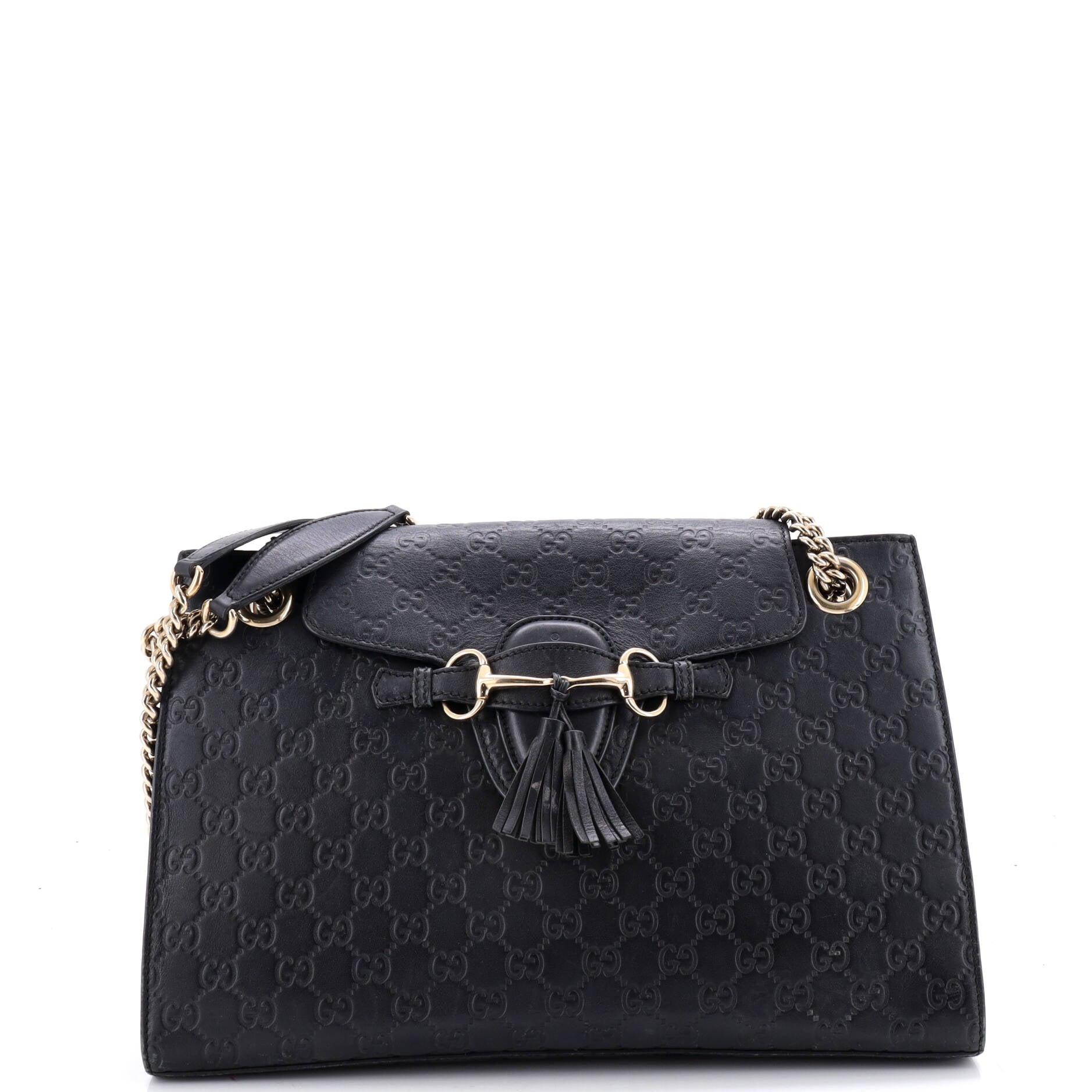 Emily Chain Flap Shoulder Bag Guccissima Leather Large