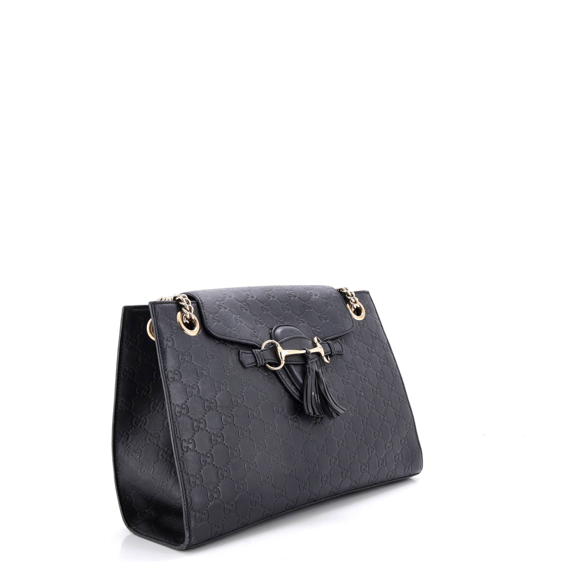 Emily Chain Flap Shoulder Bag Guccissima Leather Large