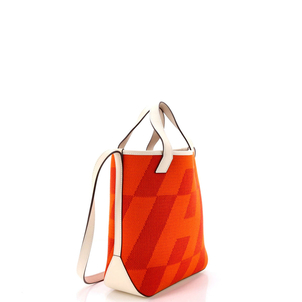 Cabas H en Biais Tote Canvas with Leather 27