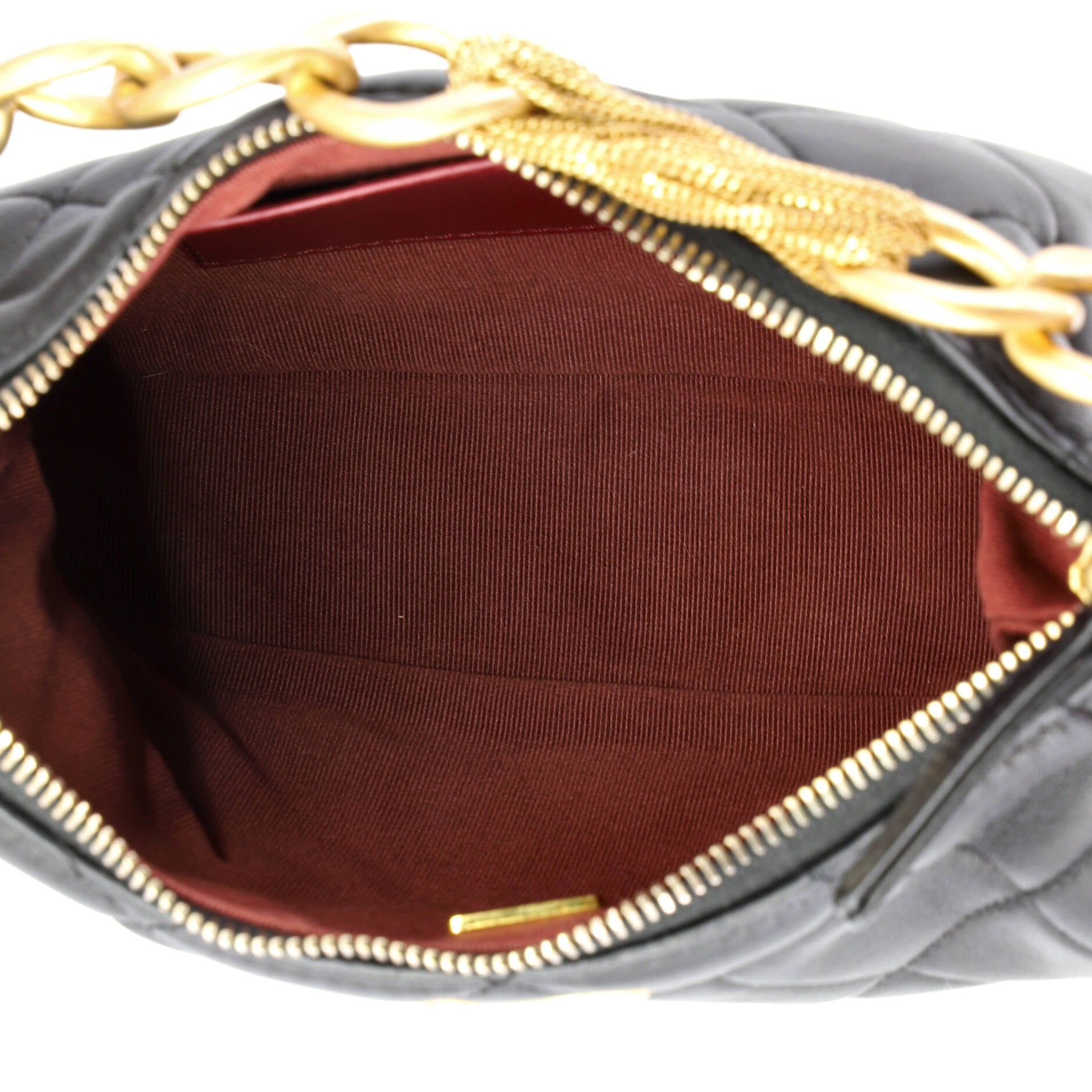 CC Mixed Chain Link Zip Hobo Quilted Lambskin