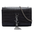 Classic Monogram Tassel Crossbody Bag Crocodile Embossed Leather Medium