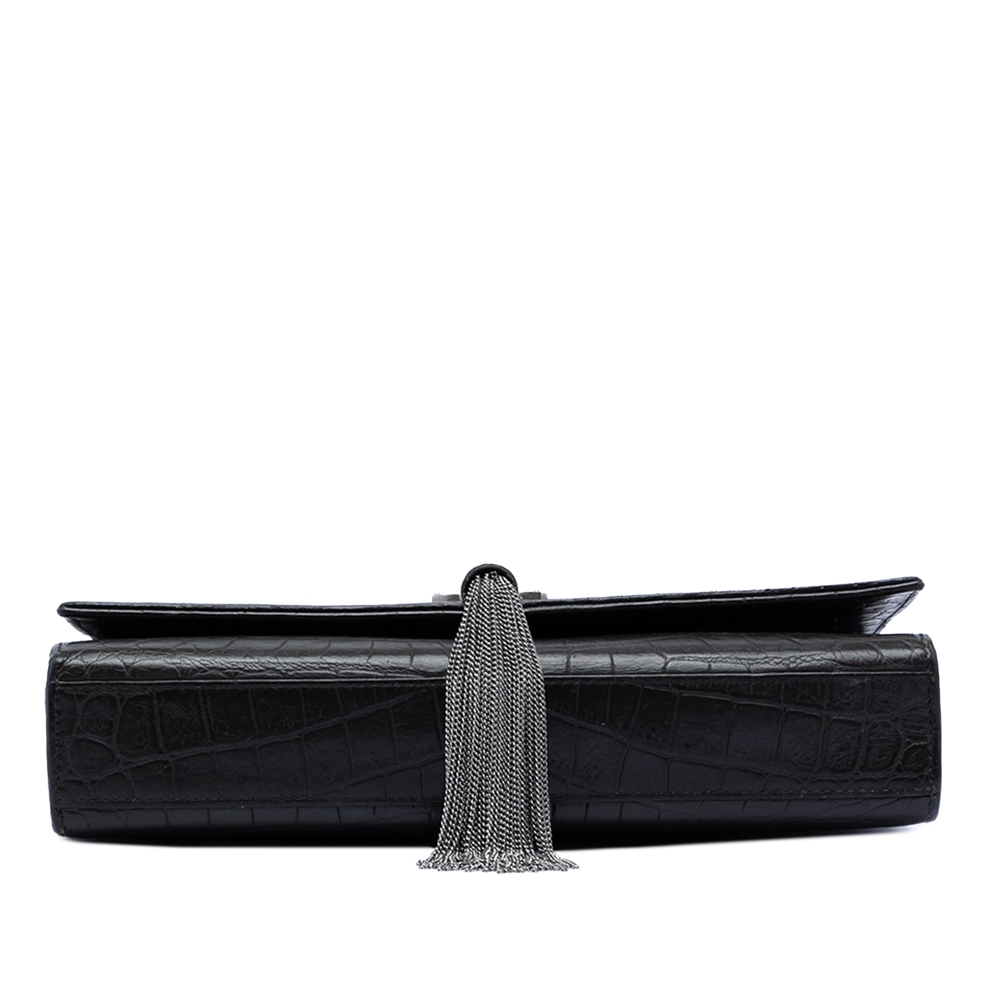 Classic Monogram Tassel Crossbody Bag Crocodile Embossed Leather Medium