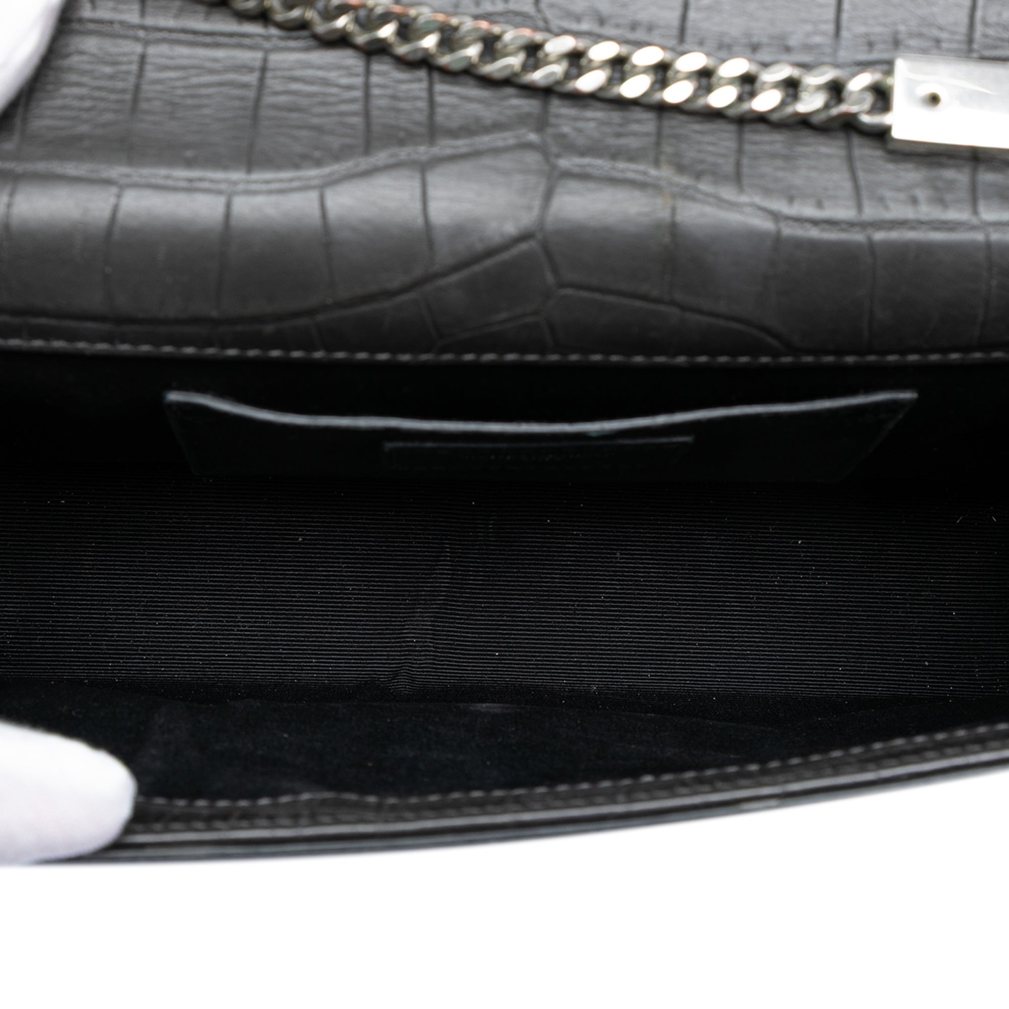 Classic Monogram Tassel Crossbody Bag Crocodile Embossed Leather Medium
