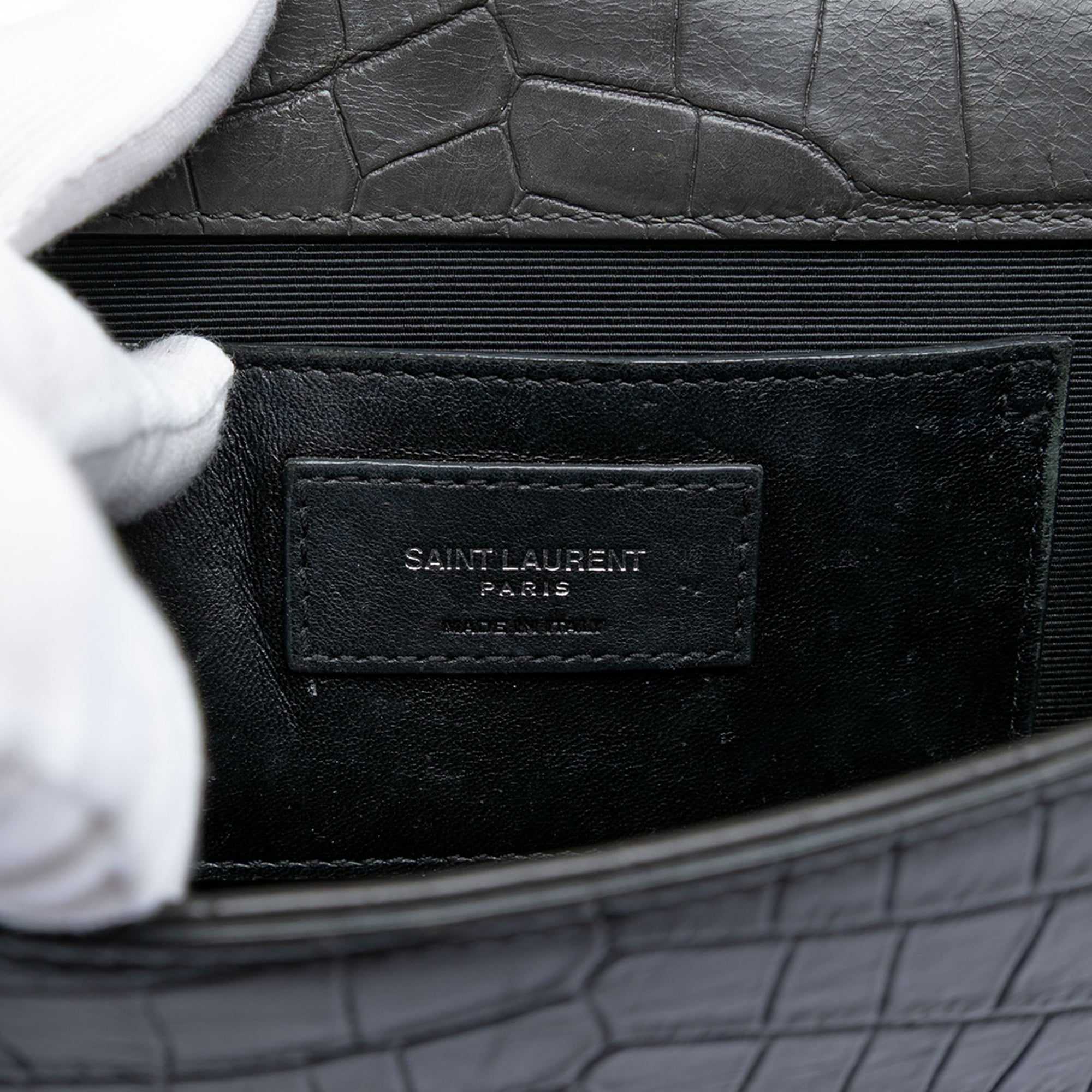 Classic Monogram Tassel Crossbody Bag Crocodile Embossed Leather Medium