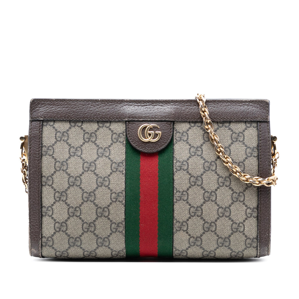 Ophidia Chain Shoulder Bag GG Coated Canvas Small
