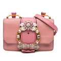 Madras Crystal Buckle Shoulder Bag Leather Small