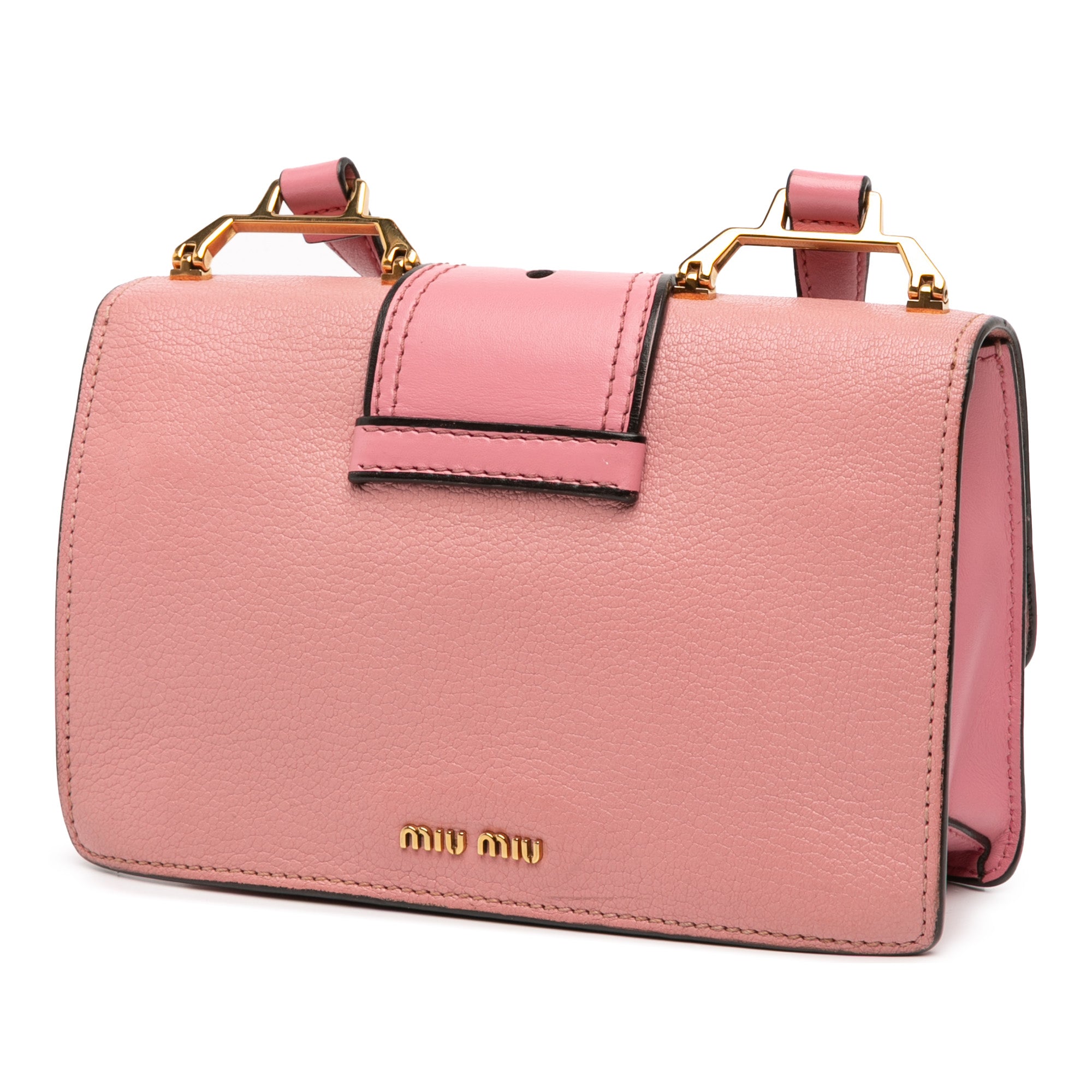 Madras Crystal Buckle Shoulder Bag Leather Small