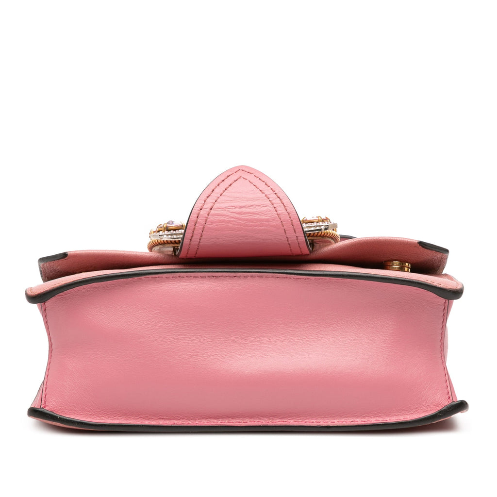 Madras Crystal Buckle Shoulder Bag Leather Small