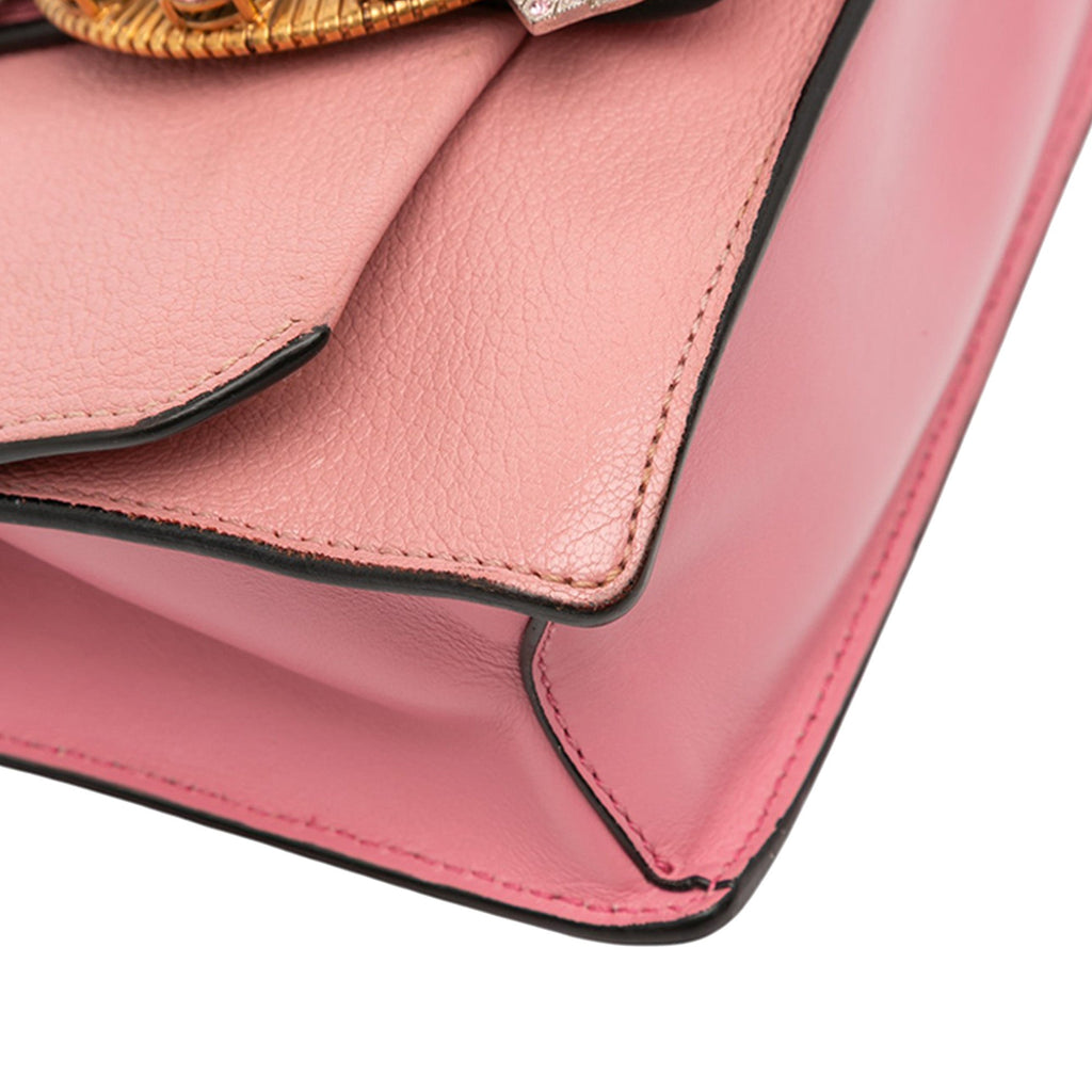 Madras Crystal Buckle Shoulder Bag Leather Small