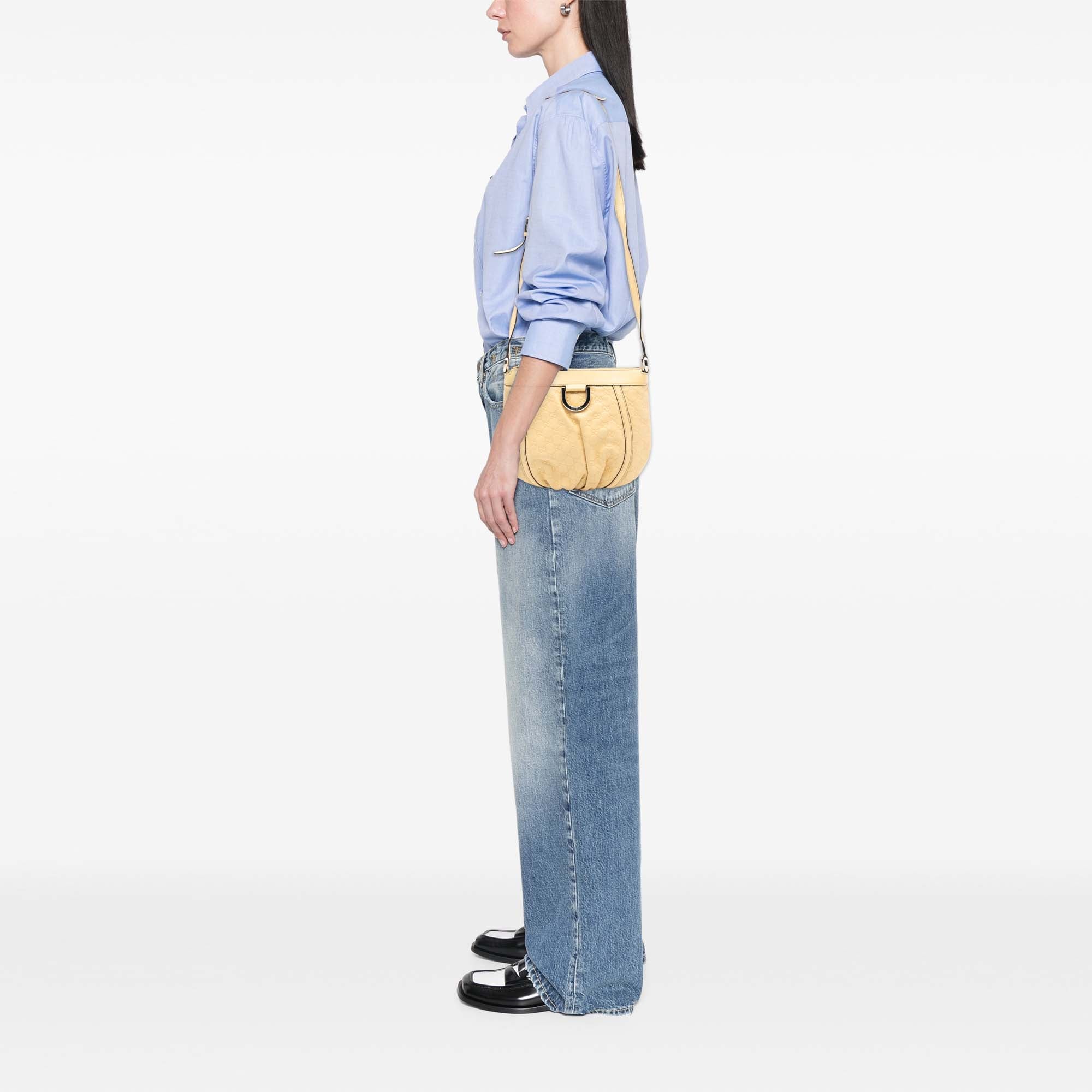 D Ring Messenger Bag Guccissima Leather Small