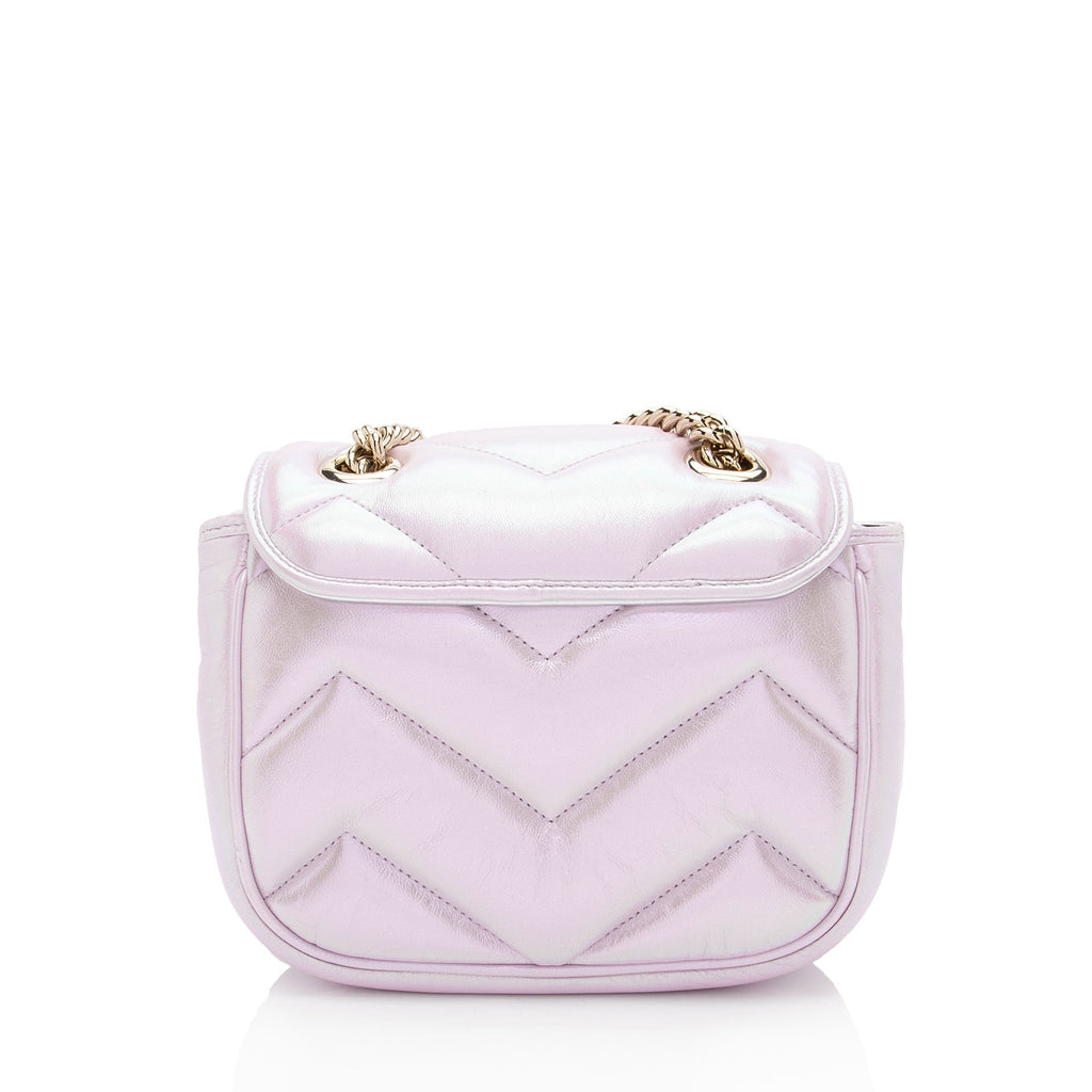GG Marmont Square Flap Bag Chevron Iridescent Leather Mini